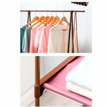 Closet Clothesline Clothes Rack Double Clothes Rack With Wheels BOSSCO, Surprise Triangular Clothes Rack Organizer Closet Home Hooks - Black - View 3