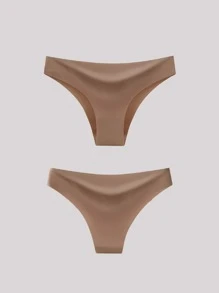 3pcs Women's Seamless Solid Color Ice Silk No-Trace Hipster Panties