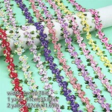 3D Thêu 2 Màu Hoa Nhỏ Viền Ren Quần Áo Váy Cưới Chính Thức Trang Phục Chất Liệu Trang Trí DIY Handmade Trang Trí Phụ Kiện - 2 thước - Xem 2