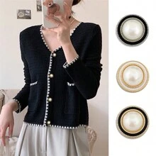 Fashion Pearl Buttons 10PCS - 20mm Sparkling Bling Buttons For Blazers, Dresses, DIY Jacket & Shirt Collar/Cuff (Party Wear Sewing Accessories) ﻿