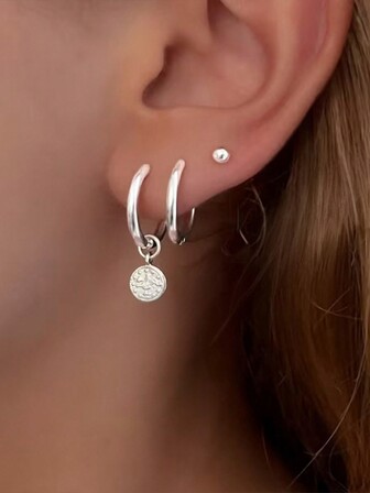 925純銀3入組女士經典耳環，18K金適用於訂婚婚禮珠寶首飾