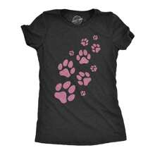Womens Glitter Dog Paw Prints T Shirt Funny Cute Pet Puppy Lover Graphic Novelty Tee For Ladies Funny Womens T Shirts Cute Vintage Fashion Casual Ladies T-Shirt Gift - Thạch nam đen - Xem 1