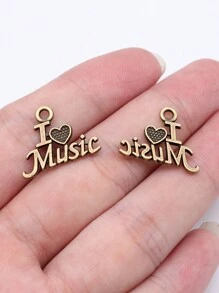 20pcs/Bag 20x16mm Creative I Love Music Charms Charm Fashion Necklace Bracelet Earrings Keychain Bag Clothing Pendant DIY Jewelry Making Hand Craft
