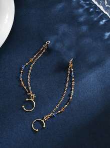 2PCS Earphone Anti-Lost Chain,Anti-Drop Artifact Fancy Colored Rhinestone Fashion Ear Chain,BT Wireless Earphone Protection Ear Hanger Ear Chain Earbone Clip No Ear Hole,Earphone Anti-Lost Chain Wireless Compatible With Apple Airpods,Wireless Headphones,Anti-Drop Artifact Pearl Simple Ear Chain Travel Essentials
