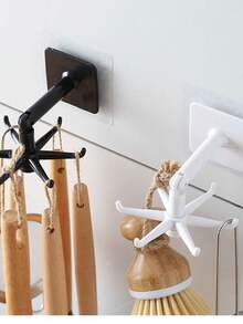 2入組六角形旋轉式黏貼掛鉤，無需鑽孔，無需釘子，可掛在牆上的廚房用具，旋轉掛鉤，吸盤收納架