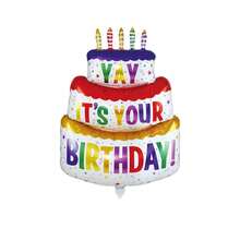 1pc/Set Three-Layer Colorful Birthday Cake Balloon, Birthday Party Decoration Balloon, Scene Arrangement Supplies, Cartoon Cake - Multicolor - View 3