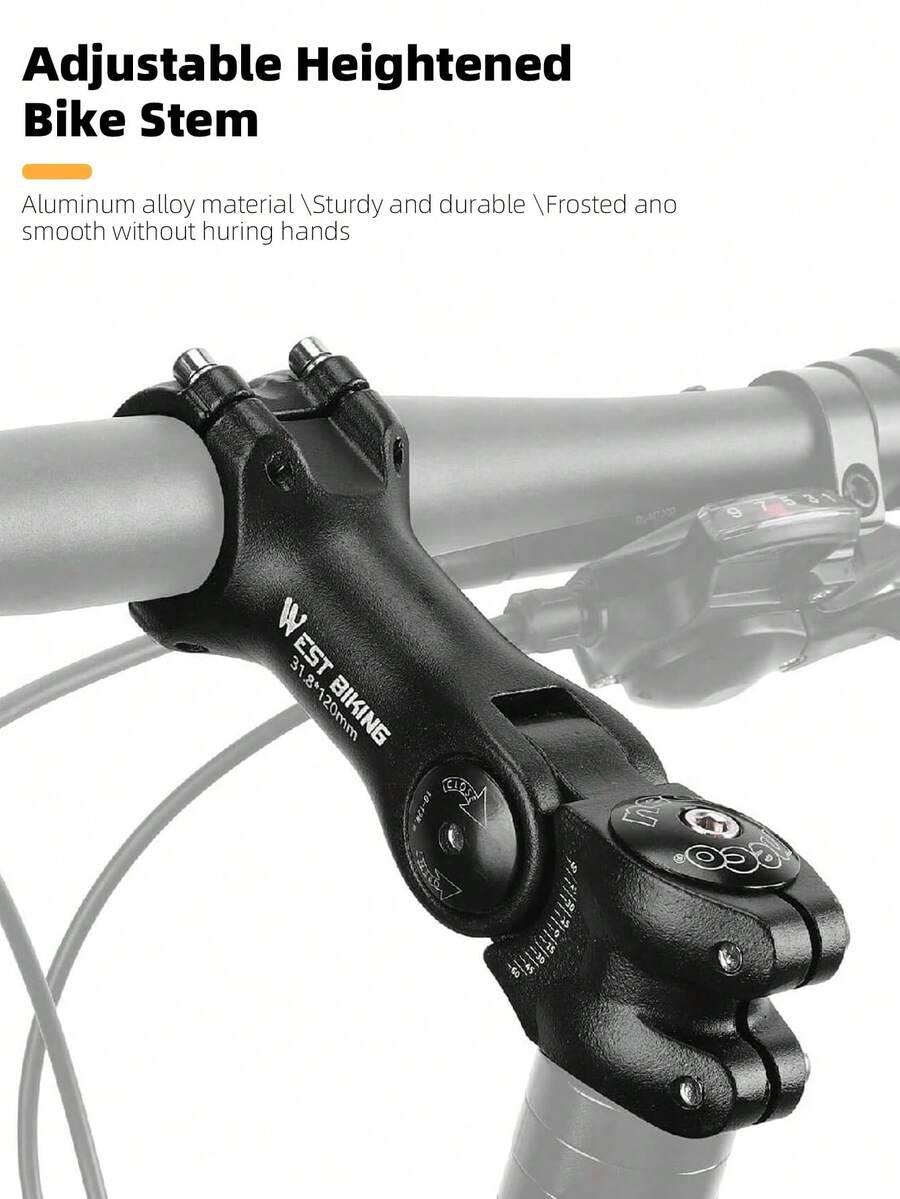 A WEST BIKING Mountain Bike Bicycle Adjustable Handlebar Stem Angle Stem 31.8*120mm Riser Headset Handlebar Lift Accessory - Black - View 1