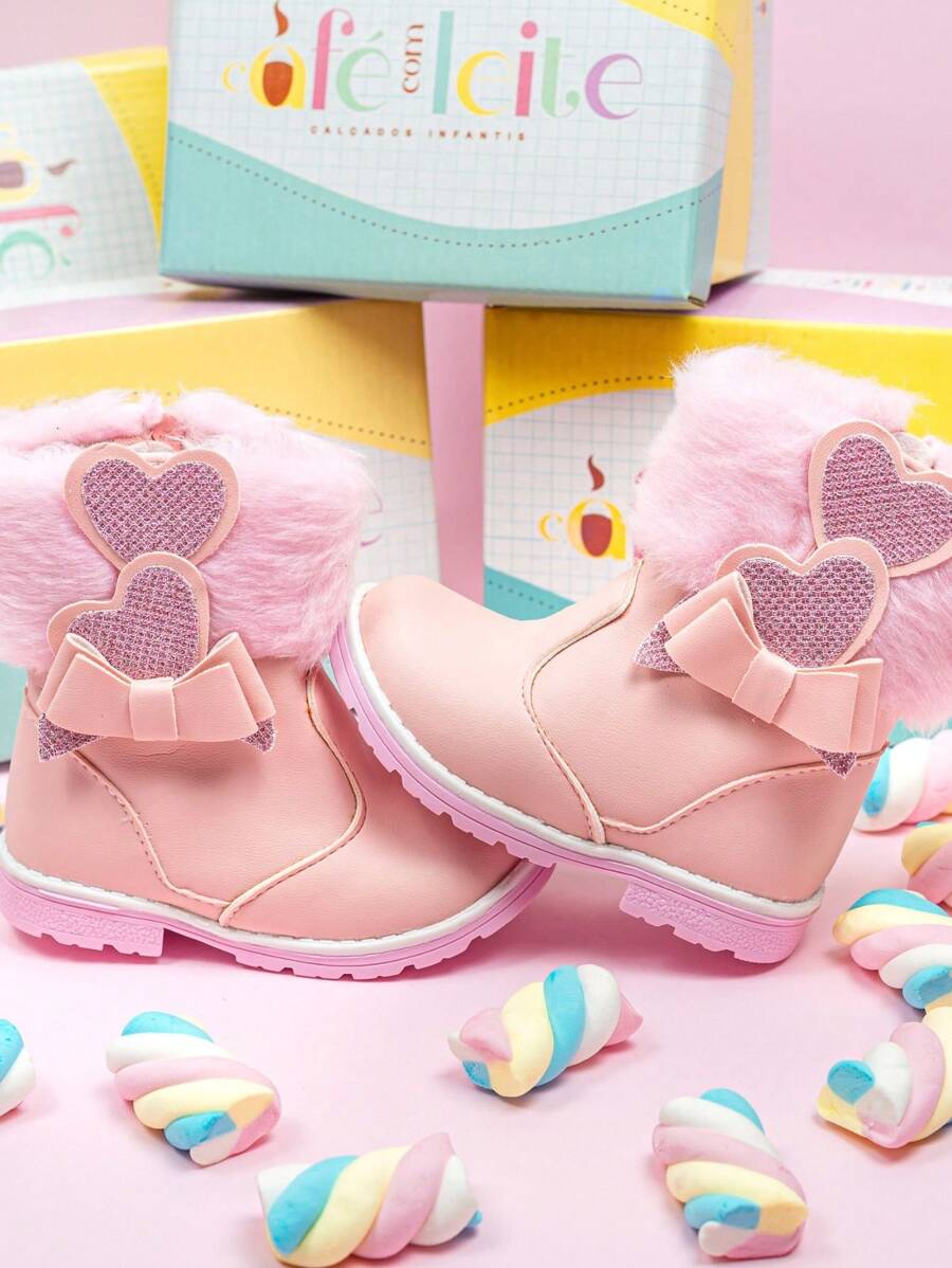 coffee with milk children's shoes Kids Boots - 淺粉色 - 查看 1