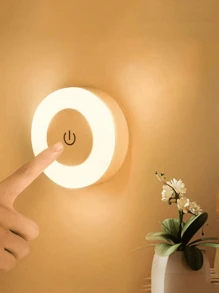 1 pieza Luz de noche LED táctil para dormitorio, pasillo, sala de estar, gabinete - Luz cálida/blanca
