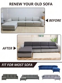 1pc Solid Color High Elasticity Removable Machine Washable Anti-Spill Sofa Cushion Cover Suitable For Living Room Polyester Sofa Cushion Cover Backrest Cover