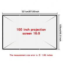 100 Inch 4K Movie Projector Screen,16:9 HD Foldable Portable Anti-Wrinkle Indoor And Outdoor Projection Double-Sided Video Projector Screen, Suitable For Home, Party, Office, Classroom - 100 Inches - View 3