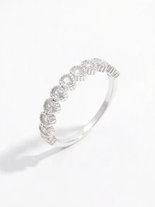 Một chiếc nhẫn thiết kế hình giọt nước hình bán nguyệt bằng bạc 925 Zirconia nhân tạo thanh lịch và thời trang dành cho phụ nữ, hoàn hảo để hẹn hò, đám cưới, trang phục hàng ngày, nâng cao sự thanh lịch, phụ kiện và quà tặng. - giọt nước - Xem 1