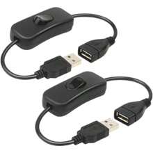 帶電源開關的USB線-適用於行車記錄器、LED桌燈、USB風扇和LED燈帶！全銅USB延伸線男-女USB電源線LED燈帶開關線303開關，超過2A電流 - 黑色 - 查看 1