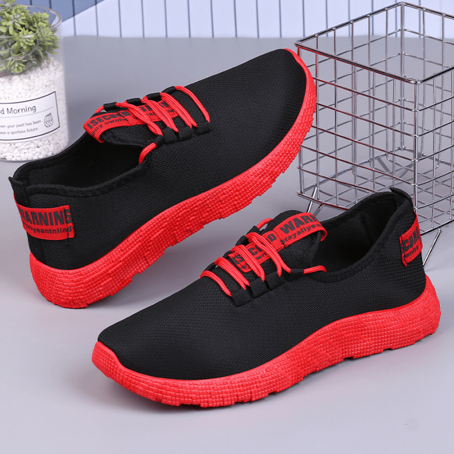 Baskets De Sport Respirantes Pour Étudiants, Douces Et Confortables Avec Des Chaussures De Course Légères (sangle Rouge Aléatoire Avec Texte)