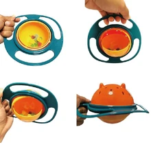 360 Rotate Avoid Food Spilling Food Snacks Bowl Lunch Box Baby Bowl Children Tableware Non Spill Bowl Toy Dishes Universal Children Christmas Gifts Green