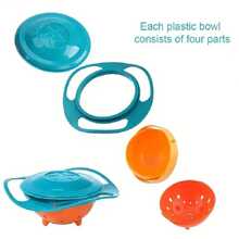 360 Rotate Avoid Food Spilling Food Snacks Bowl Lunch Box Baby Bowl Children Tableware Non Spill Bowl Toy Dishes Universal Children Christmas Gifts Green