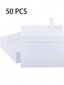 50入組白色信封，尺寸為5x7英寸，A7信封，卡片信封，白色小冊子信封，邀請函信封，明信片信封 - 白色 - 查看 1