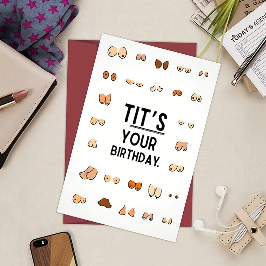 1pc Fun And Creative Birthday Cards, (6.54.5in), Birthday Gifts For Girlfriends, Wives, Women, Unusual Items, Perfect Birthday Gifts For Colleagues, Family, Small Business Supplies (Envelopes, Greeting Cards),Christmas - Red - View 1
