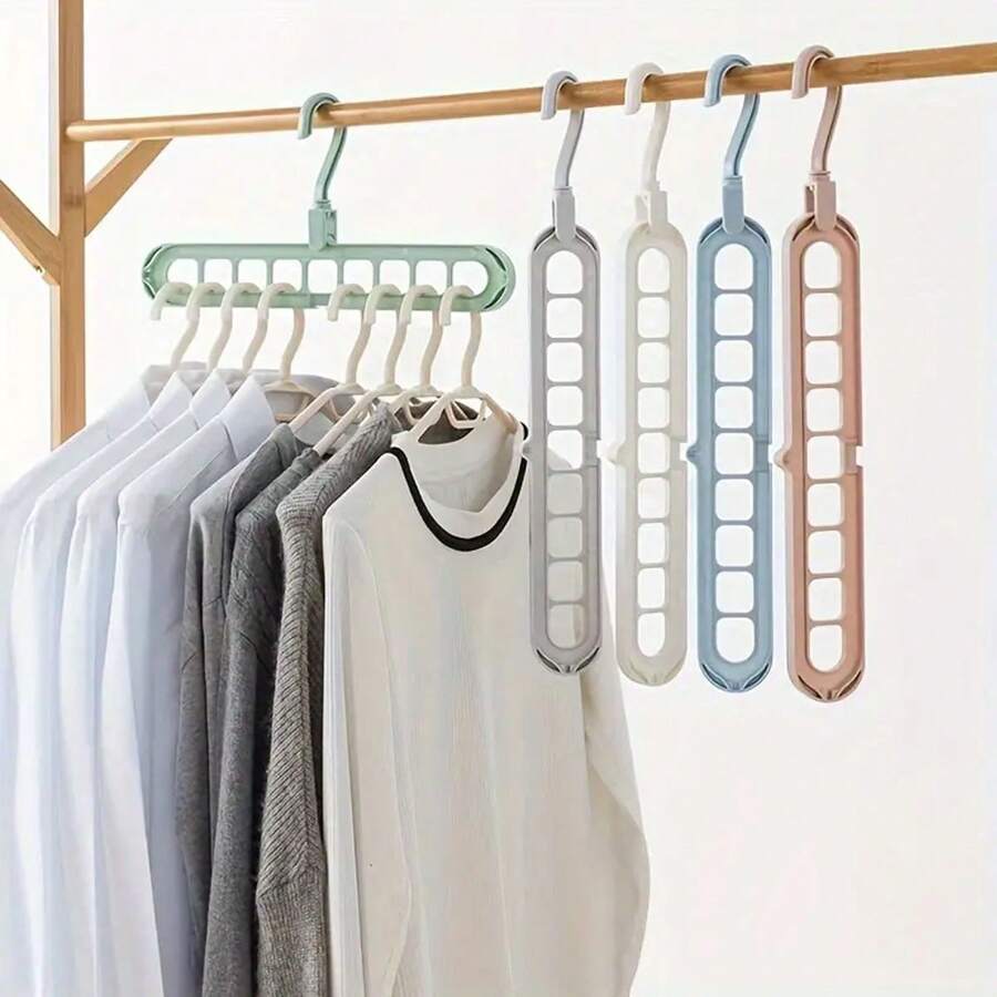 Folding Clothes Hanger With 9 Holes, Portable Magic 9 In 1 Clothes