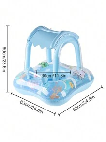 1pc Inflatable Sun Bell Swimming Ring, Armpit Ring, Outdoor Leisure Beach Essential, Pool Party Float, Sunbathing Accessory! - Blue - View 5