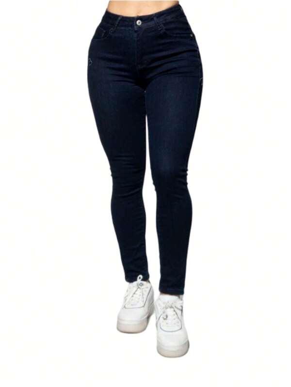 Jeans de mezclilla ajustados con bolsillo oblicuo