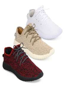 Men Sneakers - Trắng + Be + Đỏ - Xem 1