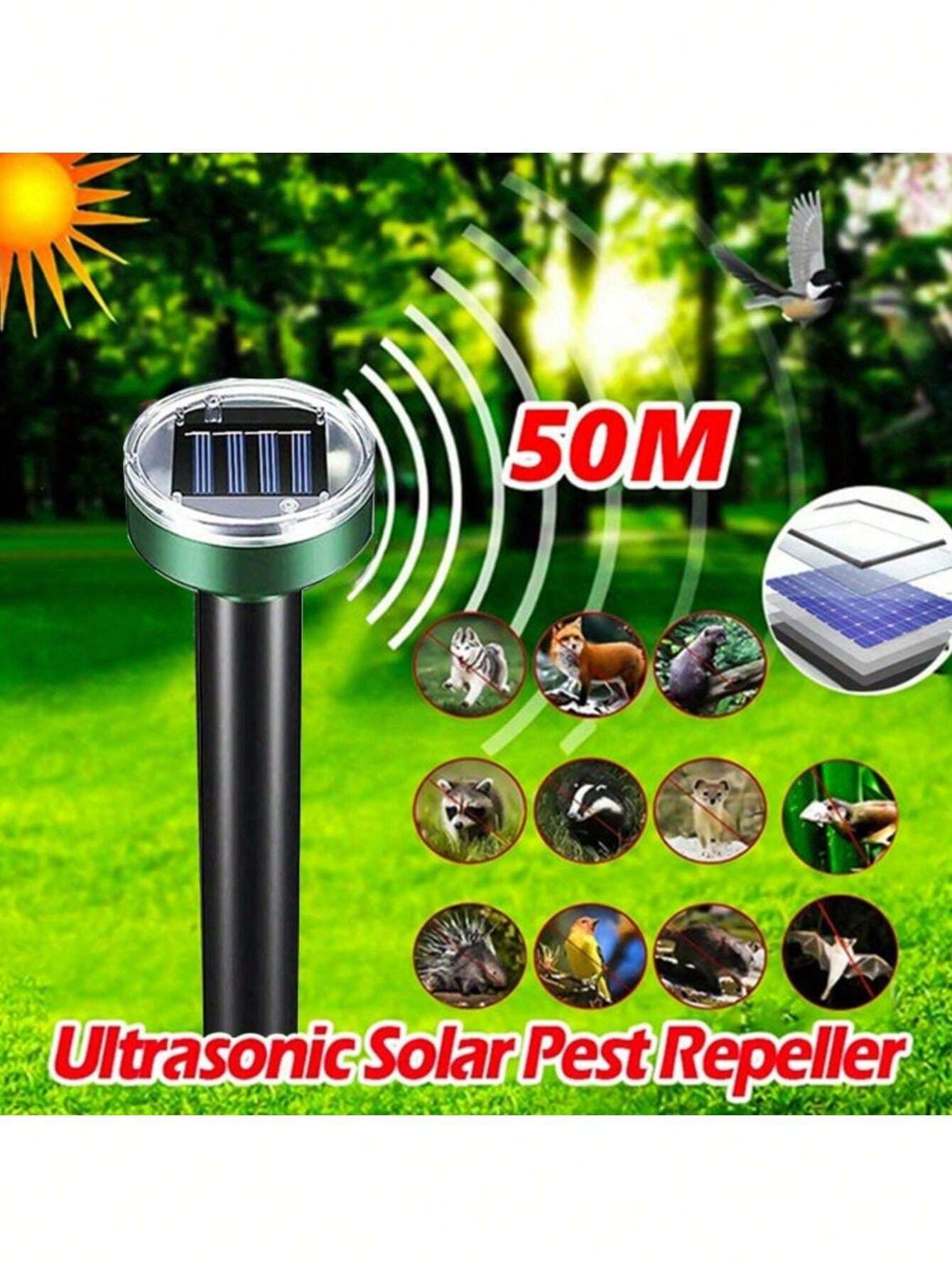 1pc Ultrasonic SolarPowered Insect Repellent With Motion Sensor Waterproof And Effective