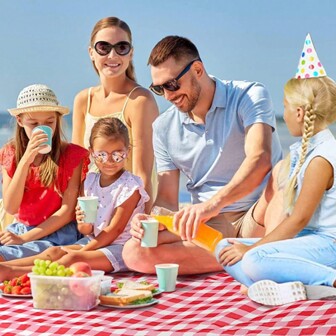 Outdoor Picnic Blanket, Extra Large Beach Mat, Foldable Lightweight Waterproof Sand Mat, 79"X59" For Beach Camping, Hiking, Park Or Rooftop Picnic (Red/Yellow, 79*59 Inches)