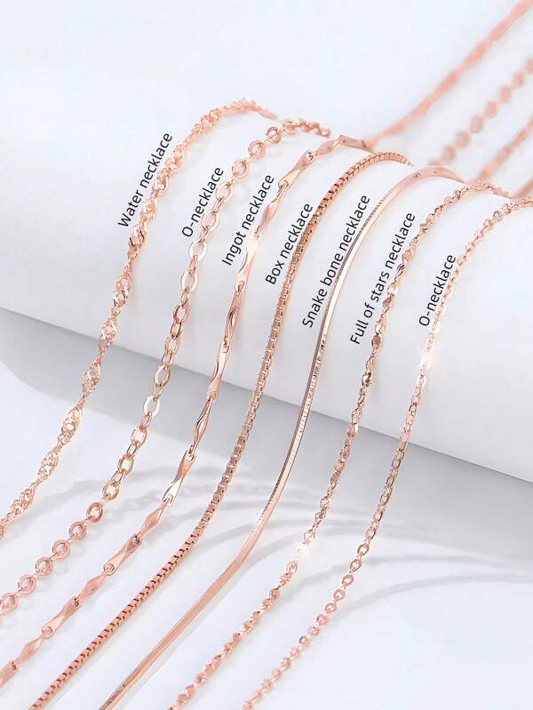 1pc 925 Sterling Silver Material Cable Chain, With 18k Rose Gold Plating, Bare Chain, Matching Accessory, Fashionable Gift For Girlfriend On Valentine's Day