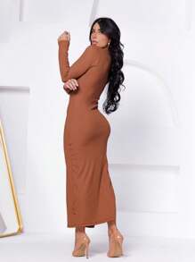 Women Dresses - 鏽棕色 - 查看 2