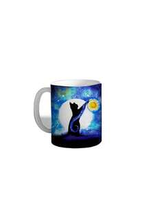 Starry Night Cat Mug - White - View 2