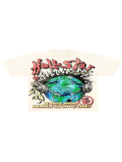 HELLSTAR Heaven On Earth グラフィック Tシャツ クリーム Hellstar Heaven On Earth Tee Cream – SOLEPLIER