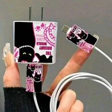 3 Stücke/Set Apfel/Katzenstil Datenkabel Kopfschutzabdeckung verhindern Kratzer kompatibel mit iPhone Ladegerät Schutzhülse