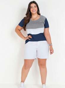 Plus Size Blouses - Navy Blue - View 3