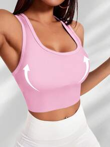 Yefecy Reggiseno sportivo a coste basic e tinta unita, senza anella in acciaio, reggiseno sportivo antishock con arricciatura, abbigliamento sportivo da donna, adatto per primavera ed estate