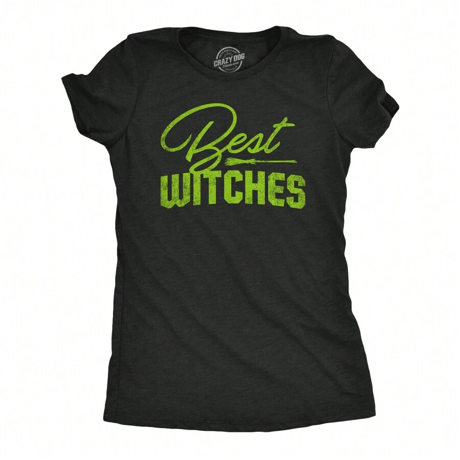 Womens Best Witches Tshirt Funny Halloween Vvitch Hilarious Saying Graphic Tee - Heather Black - View 1