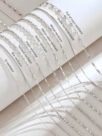 1條s925純銀蛇骨鏈,中性簡約款鎖骨鏈,銀色或鍍白金圓珠或盒鏈,適合送給女友的生日禮物