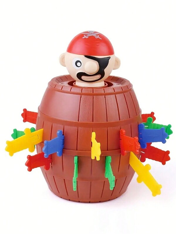 1 set Decoración navideña - Cubo de pirata, juego de mesa interactivo para niños, espada de trucos