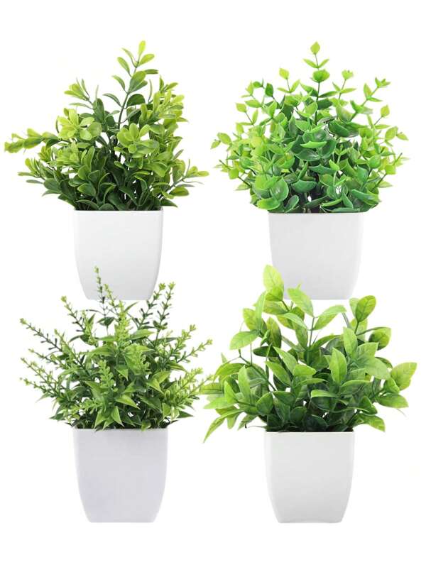 1pc/3pcs/4pcs-Mini Plantas Falsas Eucalipto Artificial Em Vasos Plantas Falsas Para Casa Escritório Fazenda Banheiro Mesa Prateleira Decoração Interna, Dia Dos Namorados, Presente