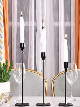 3pcs Gold, Silver, Black Candle Holders, Suitable For Wedding, Romantic Candlelight Dinner, Holiday Decoration, Wedding Table Centerpiece,Room Decor,Gifts