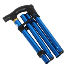 Lightweight Foldable Trekking Pole With Button Lock, Adjustable Height, Anti-Skid Rubber Tip, Perfect For Hiking, Trekking And Traveling - Black - View 3
