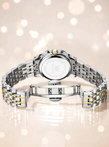 OLEVS. OLEVS Womens Watch Fashion Dress Diamond Female Watches For Ladies Analog Quartz Stainless Steel Waterproof Luminous Day Date Two Tone Wristwatch - 金白 - 查看 7