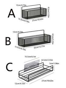 Estante de almacenamiento de hierro para baño y cocina, estante de almacenamiento montado en la pared no poroso, organizador de estante de almacenamiento para baño y cocina