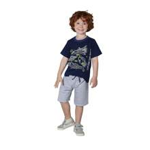 Kit 10 Peças de Roupas Masculino Infantil Menino 5 Conjuntos Verão Bermuda, Camisa ou Regata de Malha, Tecido, Estampado