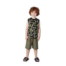 Kit 10 Peças de Roupas Masculino Infantil Menino 5 Conjuntos Verão Bermuda, Camisa ou Regata de Malha, Tecido, Estampado