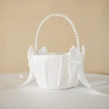 Canasta para lanzar pétalos de flores para niña de las flores, canasta de flores para la novia, accesorio decorativo para boda