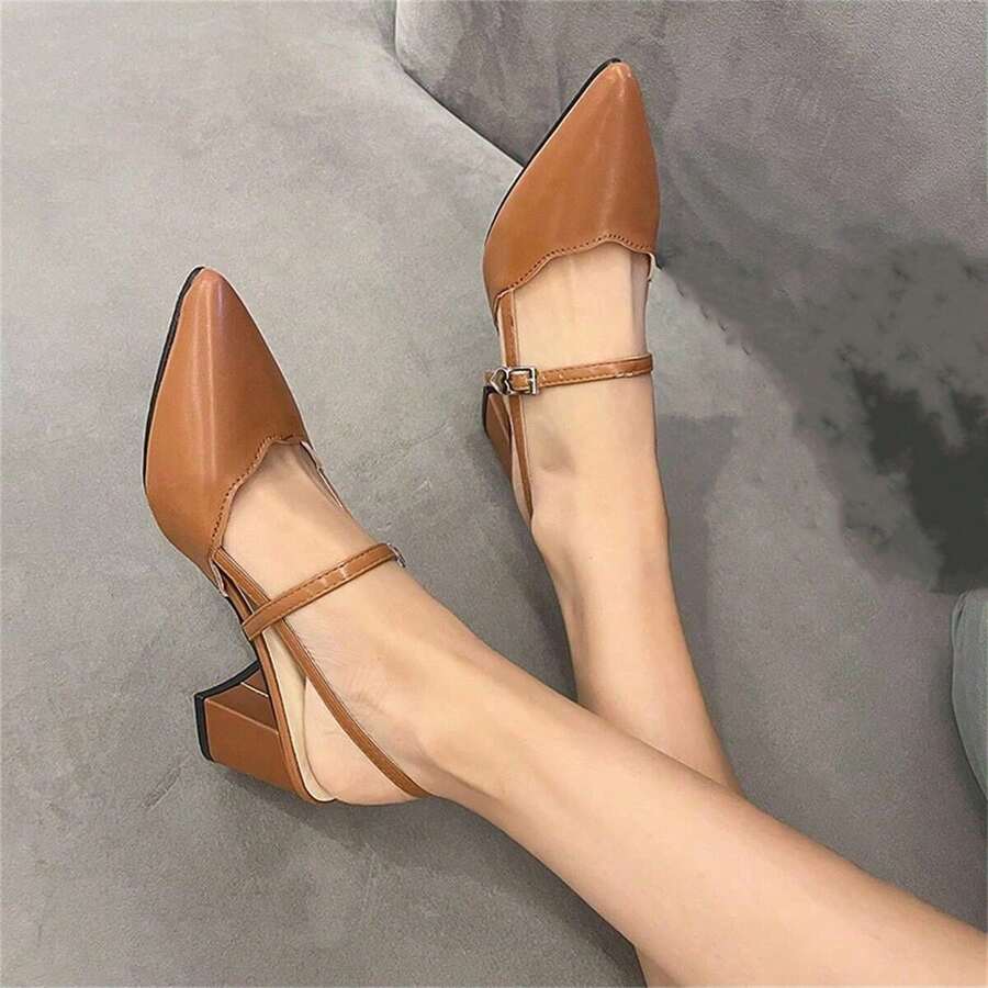 2024 New Summer Simple Design Women Sandals With Chunky Mid Heels