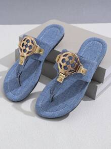 Women's Fashionable Casual Open Toe Beach Sandals, Round Toe Flip Flops For Travel, Vacation, And Walking