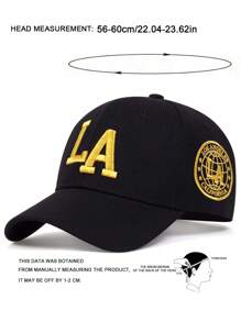 1pc Unisex Letter Embroidered Adjustable Casual Baseball Cap, For Outdoor Street - Black - View 4