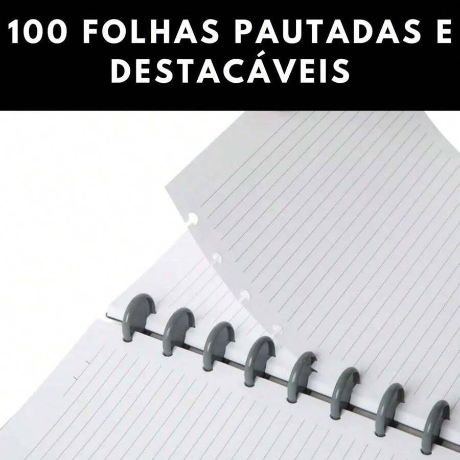 Refil de 160 folhas Para Caderno de Discos B5 Caderno Inteligente Tamanho 10 furos pautado - Branco - Visão 1